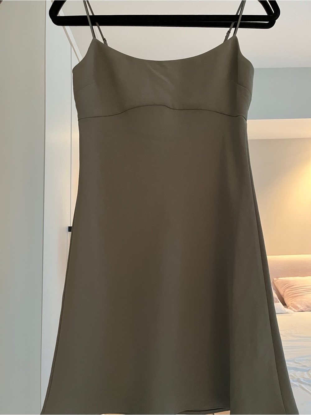 Aritzia Foxley Olive Green Slip Dress with Spaghetti Straps